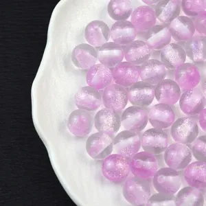 16mm pink glitter resin beads diy loose beads for handmade bracelets phone charms keychains