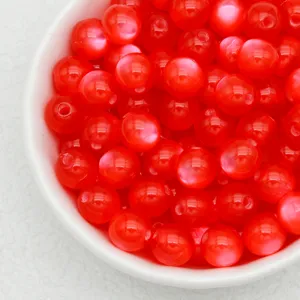 Red resin cat's eye beads for DIY handmade bracelets jewelry making accessories craft supplies.