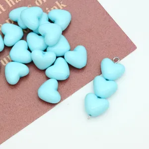 Blue acrylic heart beads for DIY jewelry making, charm bracelets, and phone straps.