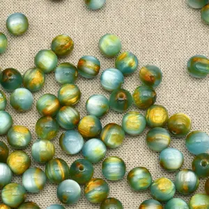 Perline in resina verde blu stile pittura a olio per la creazione di gioielli fai da te.