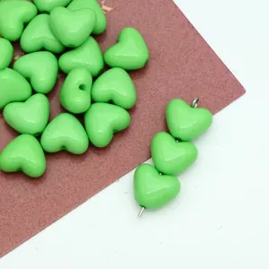 Acrylic green heart shaped loose beads candy color DIY jewelry making accessories charm