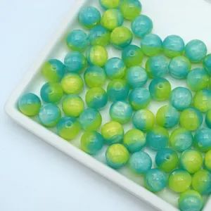 Blue green gradient resin round beads for DIY jewelry making, stylish accessory details.