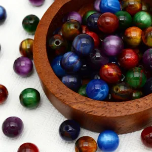 Colorful Starry Sky Oil Painting Cat Eye Resin Loose Beads DIY Handmade Earrings Bracelet Necklace Jewelry Accessories
