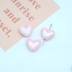 Acrylic Mabe UV plated heart shaped loose beads for handmade DIY jewelry phone chain accessories.
