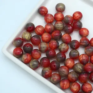 Resin round beads diy jewelry accessories, beautiful dyed multicolored craft beads for bracelets.