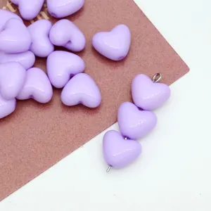 Purple acrylic heart loose beads DIY jewelry accessories for handmade phone chain bracelets