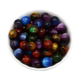 Colorful galaxy oil painting cat eye round beads DIY handmade jewelry bracelet necklace accessories