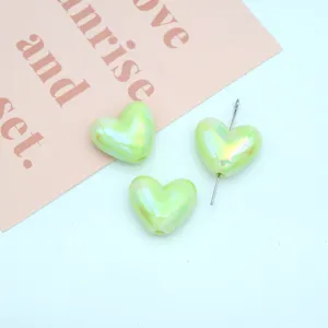 Acrylic Mabe UV plated heart loose beads for DIY handmade jewelry phone chain necklace making.