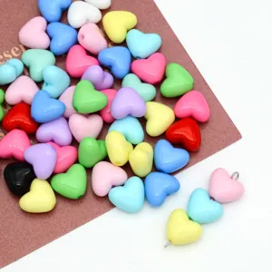 Colorful acrylic heart beads candy color loose beads for DIY bracelets phone chains jewelry making