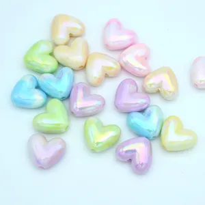 Acrylic UV electroplated heart beads for DIY phone charm necklace jewelry making materials