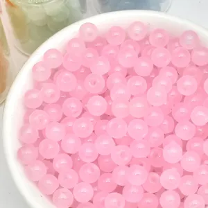 Pink 4mm glass bead loose beads detail shot, perfect for DIY handmade jewelry bracelets necklaces.