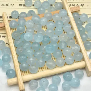 Perle in pietra naturale azzurre rotonde cristallo giada fai da te bracciale accessori artigianato