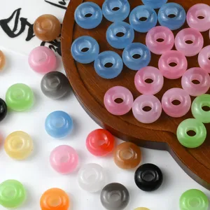 Resin Cat Eye Wheel Beads Large Hole Loose Beads For DIY Bracelet Phone Chain Hair Accessories Jewelry Making Craft