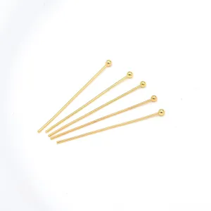 18k gold plated ball head pins for diy jewelry making, metal beading pins craft findings