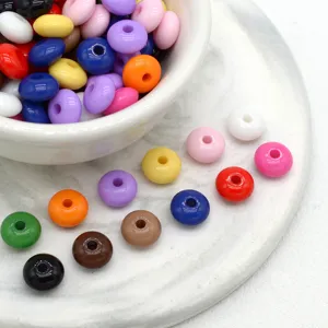 Colorful acrylic round spacer beads for DIY jewelry making, ideal for handmade bracelets.