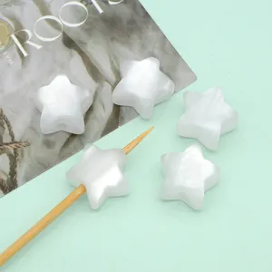 Detailed view of 16mm star imitation cat-eye resin beads with straight holes for DIY jewelry.