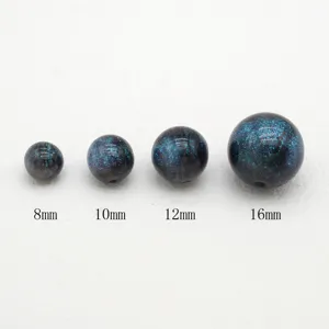 Close-up view of starlight mermaid resin round beads in 8mm, 10mm, 12mm, and 16mm sizes.