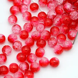 Perles en verre craquelé rouge perles de cristal rondes pour bracelet collier fabrication de bijoux