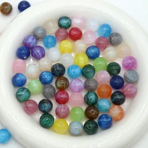 Colorful starry resin round beads for DIY handmade bracelets jewelry making details
