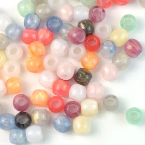 Colorful acrylic large hole barrel beads DIY jewelry making loose spacer beads supplies.