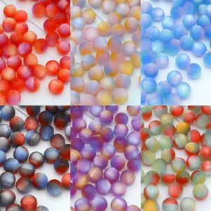 Matte Oil Painting Frosted Resin Round Beads Loose Beads DIY Bracelet Necklace Jewelry Making Accessories Materials