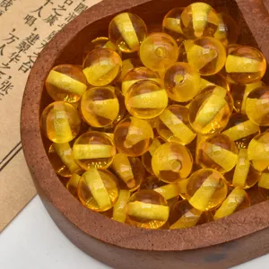 Transparent imitation amber resin round loose beads for DIY handmade jewelry accessories