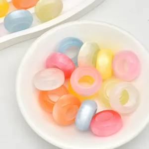 Perline occhio di gatto colorate foro grande anello accessori per creazione gioielli DIY.