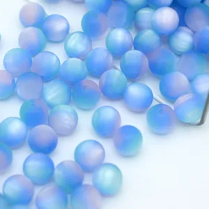 Iridescent matte resin round beads for DIY handmade bracelets, necklaces and jewelry making.