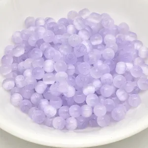 4mm brushed cat eye glass beads round spacer beads DIY handmade bracelet jewelry making.