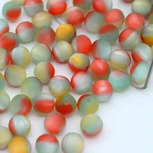 Colorful matte oil painting resin round beads detail showing textured DIY jewelry accessories.