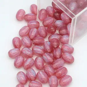 Perles ovales en résine rose rêveuses perles en vrac pour bijoux de bracelet faits à la main DIY