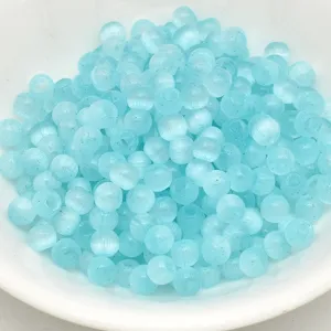 4mm light blue brushed glass beads for DIY bracelets, handmade jewelry accessories.
