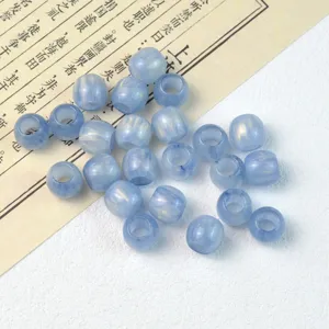 Blue golden barrel loose beads for DIY bracelets necklaces jewelry making supplies and accessories.