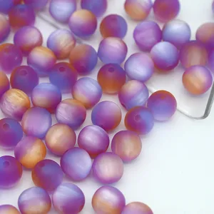 Colorful matte oil painting frosted resin round beads detail close-up for DIY jewelry making accessories