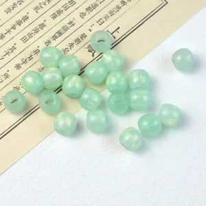 Light green gilded barrel loose beads for DIY bracelets and jewelry making accessories