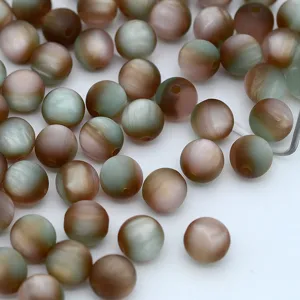Matte gradient resin beads oil painting round loose beads for DIY handmade jewelry making accessories.