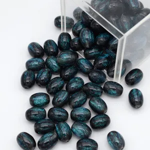 Perles ovales en resine pailletee etoilee de reve pour la creation de bijoux DIY