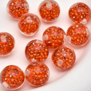 16mm orange rhinestone Shamballa ball loose beads DIY bracelet jewelry accessories