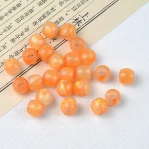 Gilded oval large hole loose beads DIY bracelet hair accessories orange bucket beads