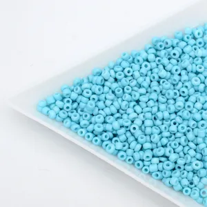 Light blue glass seed beads for DIY jewelry making, small barrel beads for handmade bracelets.