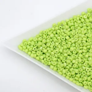 Light green glass seed beads barrel beads for DIY handmade beaded bracelets jewelry making.