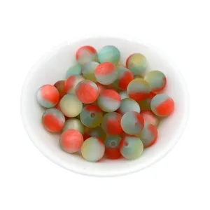 Colorful matte resin round beads for DIY jewelry making, bracelet and necklace craft supplies.