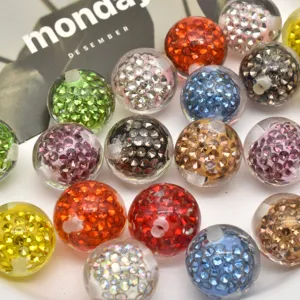 Full Drill Crystal Ball Loose Beads Shamballa Straight Hole DIY Jewelry Making Accessories For Bracelet Bag Pendant