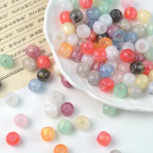 Colorful Acrylic Resin Barrel Beads Large Hole Loose Beads For DIY Bracelet Necklace Hair Rope Jewelry Making Craft