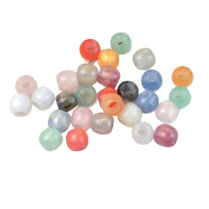 Gilded oval large hole loose beads DIY bracelet accessories colorful pearl barrel beads