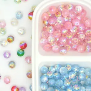 Cuentas redondas de resina DIY, cuentas de ojo de gato gelatina galvanizadas UV