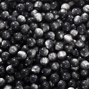 DIY sieraden accessoires imitatie kattenoog ronde hars kralen met glitter voor armbanden