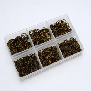 Kit de fabricacion de joyas de bricolaje anillos de salto abiertos con caja de almacenamiento.