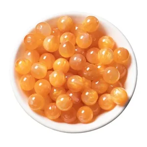 Orange resin cat eye round loose beads for DIY handmade jewelry making accessories