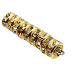 18k vergoldeter Strass Abstandshalter DIY Schmuckzubehoer fuer handgemachte Armbaender Ketten